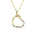 FENCCI Solid 14K Gold Heart Necklace for Women, I Love You Forever Real Gold Heart Pendant Necklace Birthday Mothers Day Jewelry Gifts for Mom/Wife, 16+2 Inch, Gold, Cubic Zirconia