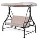 COSTWAY 3 Seater Garden Swing Chair, Convertible Outdoor Hammock Bench Chair with Adjustable Canopy and Cushions, Steel Frame Porch Patio Swing Seat Lounger for Balcony, Deck and Poolside (Beige)