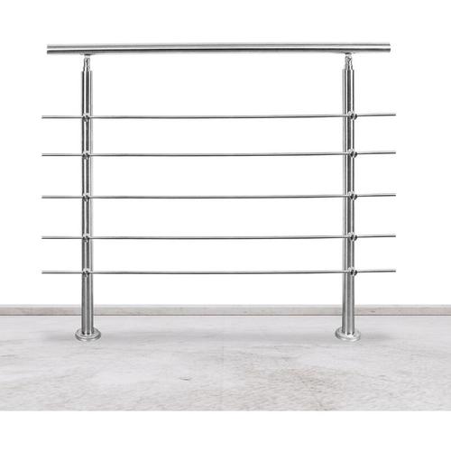 120cm Treppengeländer Edelstahl Handlauf Geländer für Treppen Brüstung Balkon mit 5 Querstreben,