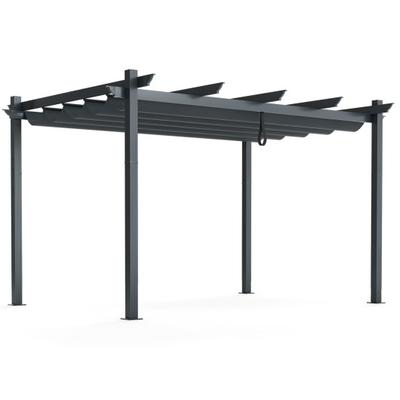 Costway 10 x 13 Feet Outdoor Aluminum Retractable Pergola Canopy Shelter-Gray