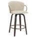 Set of 2 Mid-Century Faux Leather, Wood and Metal 26" Swivel Counter Stool