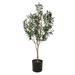Vickerman 72" Artificial Green Olive Tree in Black Planters Pot.