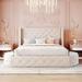 Elegant Design Queen Size Storage Velvet Bed Platform Bed with Wingback Headboard and 1 Big Drawer, 2 Side Storage Stool