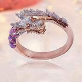 FaucetRing Female Dragon Animal Ring Rose Gold Engagement Ring Women s Attendance Banquet Wedding Retro Ring R9Z5