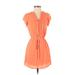 H&M Casual Dress - Mini V Neck Short sleeves: Orange Print Dresses - Women's Size 2