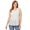 Plus Size Women's Eyelet Peplum Top by Jessica London in White (Size 28 W)