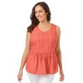 Plus Size Women's Eyelet Peplum Top by Jessica London in Dusty Coral (Size 12 W)