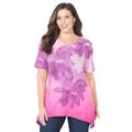 Plus Size Women's Sparkle & Swirl Tunic by Catherines in Berry Pink Palm Placement (Size 0X)