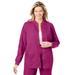 Plus Size Women's Snap Front Scrub Jacket by Comfort Choice in Raspberry (Size 3X)