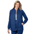 Plus Size Women's Snap Front Scrub Jacket by Comfort Choice in Evening Blue (Size 2X)