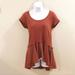 Anthropologie Tops | Anthropologie Postmark Short Sleeve High-Low Top Orange Size Xs | Color: Orange/Red | Size: Xs