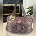 Michael Kors Bags | Michael Kors Snakeskin Shoulder Bag | Color: Gray/Silver | Size: 16x12x5