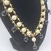 J. Crew Jewelry | J. Crew Statement Necklace Black Cream Beads Pearls Gold Chain Jewelry 24" | Color: Black/White | Size: 24"