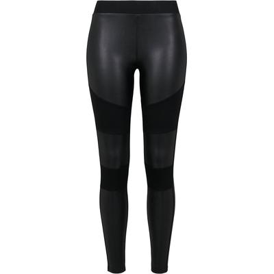 Leggings URBAN CLASSICS "Urban Classics Damen Ladies Fake Leather Tech Leggings", Damen, Gr. L, US-Größen, schwarz, 91% Polyester, 9% Elasthan, unifarben, slim fit, Hosen Image