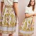 Anthropologie Skirts | Anthropologie Echarpe Lilac Ornate Pleated Gold Paisley Midi Skirt Size 10 | Color: Purple/Yellow | Size: 10