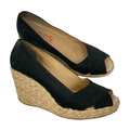 Michael Kors Shoes | Michael Kors Black Espadrille Peep Toe Wedges Sz 8.5 | Color: Black/Tan | Size: 8.5