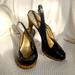 Jessica Simpson Shoes | Jessica Simpson Size 7 1/2 Black Peep Toe Pump With Animal Print Heel | Color: Black/Brown | Size: 7.5