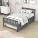 Red Barrel Studio® Twin Size Wooden Platform Bed w/ Twin Size Trundle Wood in Gray | 33.5 H x 42 W x 79.5 D in | Wayfair