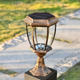 Charlton Home® Charters 1-Light 16.54" H Solar Powered Pier Mount Light Aluminium/Metal in Brown | 16.54 H x 9 W x 9 D in | Wayfair