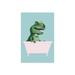 Trinx Playful T Rex in Bathtub in by Big Nose Work - Unframed Graphic Art Plastic/Acrylic in Green | 24 H x 16 W x 0.25 D in | Wayfair