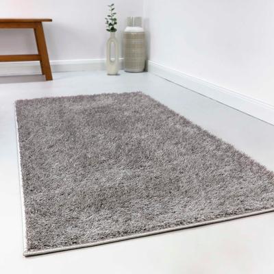 Hochflor-Teppich ESPRIT "Swagger Shag ESP-8866", grau (hellgrau), B:133cm H:30mm L:200cm, Polypropylen, Teppiche, Wohnzimmer, Schlafzimmer, uni, waschbar, Antirutsch, gekettelt Image