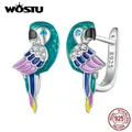 WOSTU – boucles d'oreilles perroquet arc-en-ciel en argent Sterling 925 Clips d'oreille pour