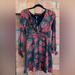 Free People Dresses | Free People Morning Light Black Print Long Sleeve Mini Dress Floral Satin Size 4 | Color: Black/Red | Size: 4