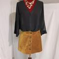 Anthropologie Skirts | Anthropologie’s From The Of Building 18 Gold Velour Mini Skirt (Size4) | Color: Gold | Size: 4