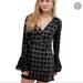 Free People Dresses | Free People Crochet Lace Bell Sleeve Witchy Black Long Sleeve Dress - Size 0 Xs | Color: Black/Cream | Size: 0