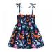 AJZIOJIRO Little Girl s Girl Off-Shoulder Dress Boho Front Sleeveless Flared Short Dress