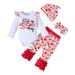 Qufokar Baby Girl mas Outfit Checke Crop Tops Headbands Valentine S Princess Girls Day Lace Set Baby Romper Bowknot Pants Girls Outfits&Set