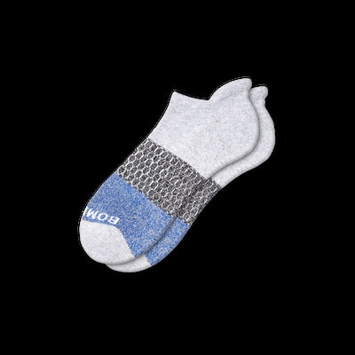 Women's Tri-Block Ankle Socks - Light Grey Heather And Royal - Medium - Bombas