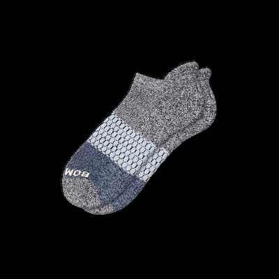 Men's Tri-Block Ankle Socks - Marled Midnight And Soft Blue - Extra Large - Bombas