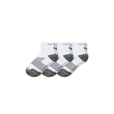 Women's Running Quarter Sock 3-Pack - White Bee - Large - Cotton Blend - Bombas