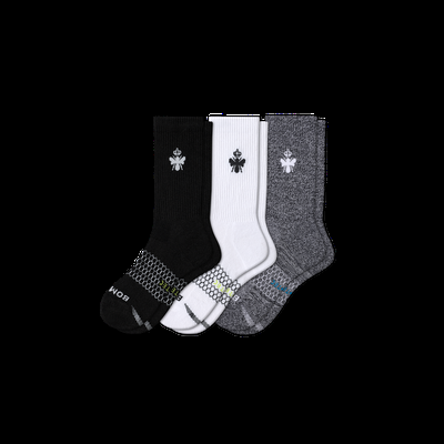 Women's All-Purpose Performance Calf Sock 3-Pack - Black White Charcoal - Medium - Bombas