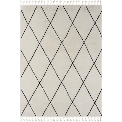 Hochflor-Teppich "Moroccan Diamond", schwarz-weiß (weiß, schwarz), B:200cm H:24mm L:290cm, Polypropylen (PP), Polyester, MYFLAIR MÖBEL & ACCESSOIRES, Teppiche, modern, marokkanisches Design, Rauten Muster, weich durch Hochflor Image