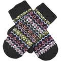 Dents Neon Fairisle Knitted Mittens - Black