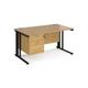 Office Desk | Rectangular Desk 1400mm With Pedestal | Oak Top With Black Frame | 800mm Depth | Maestro 25 MCM14P2KO