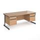 Office Desk | Rectangular Desk 1800mm With Double Pedestal | Beech Top With Graphite Frame | 800mm Depth | Contract 25 CC18S22-G-B