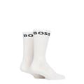 Mens 2 Pair BOSS Ribbed Cotton Sports Socks White 8.5-11 Mens