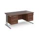 Office Desk | Rectangular Desk 1600mm With Double Pedestal | Walnut Top With Silver Frame | 800mm Depth | Maestro 25 MC16P33SW
