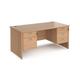 Office Desk | Rectangular Desk 1600mm With Double Pedestal | Beech Top And Panel End Leg | 800mm Depth | Maestro 25 MP16P23B