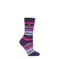 Ladies 1 Pair SOCKSHOP Heat Holders 1.6 TOG Lite Patterned and Striped Socks Antalya Multi Stripe Blue Ribbon 4-8 Ladies