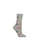 Ladies 1 Pair Thought Amaryllis Skiing Cat Organic Cotton Socks Grey Marle 4-7