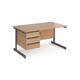 Office Desk | Rectangular Desk 1400mm With Pedestal | Beech Top With Graphite Frame | 800mm Depth | Contract 25 CC14S3-G-B