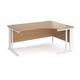 Office Desk | Right Hand Corner Desk 1600mm | Beech Top With White Frame | 1200mm Depth | Maestro 25 MCM16ERWHB