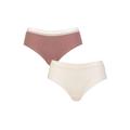 Ladies 2 Pack Sloggi GO Ribbed Hipster Briefs Brown Extra Small