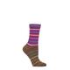 Ladies 1 Pair Thought Lauryn Fine Stripe Bamboo Socks Plum Purple 4-7