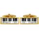 David Van Hagen Gold Plated Mother of Pearl and Onyx Keyboard Cufflinks - White/Black/Gold