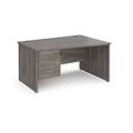 Maestro 25 right hand wave desk 1400mm wide with 3 drawer pedestal - grey oak top with panel end leg
